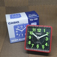 [Original] Casio TQ-140-4D Quartz Analog Red Square Classic Small Alarm Clock