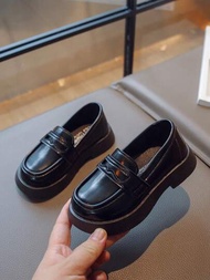牛津鞋,英倫風情,黑色PU皮革,百搭戶外時尚適用於兒童