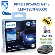 Philips Car Headlight Bulb Pro3021 LED+1 6000K Honda City 1997-2013 (2 Bulbs/Box) LED T10