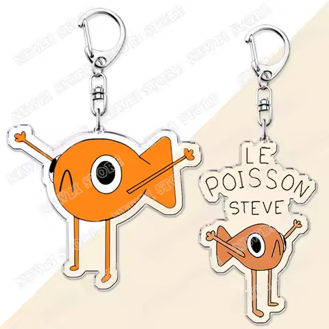 I Love Le Poisson Steve Viral Meme Keychains for Accessories Cute Cartoon The French Fish Keyring Fa