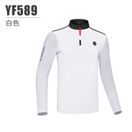 PGM แขนยาวกอล์ฟสำหรับผู้ชายเสื้อยืดป้องกันแสงแดดเสื้อยืดคอมีซิปแบบผู้ชายกอล์ฟผ้าไอซ์ซิลค์แขนยาวฤดูใบ