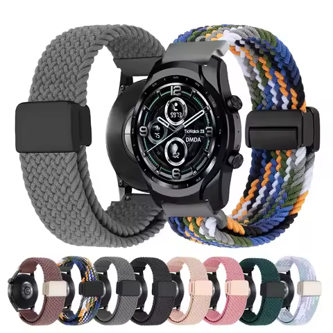 20mm 22mm Magnetic Strap For TicWatch Pro 3 Ultra GPS/LTE E2 E3 S2 GTX Nylon Bracelet Amazfit Bip 6/