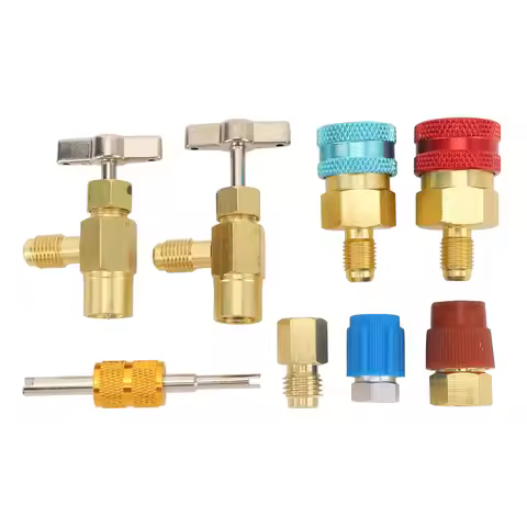 R1234YF Quick Couplers Kit Self Sealing Can Tap High Low Pressure 1234yf to R134a Adapter for Car Co
