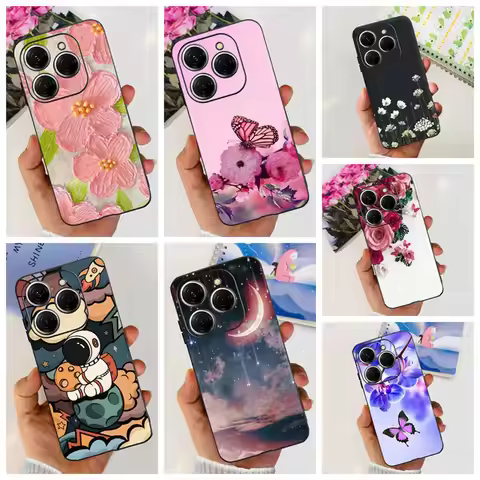 For Tecno Spark 20 Pro Case Astronaut Luxury Flower TPU Soft Silicone Back Cover For Tecno Spark 20P