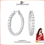 ♈Swarovski♈ Womens fashion earrings.S925 silver round hoop earrings white diamond matrix hoop earrin