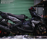 Tem rời AirBlade 125 xe đen - tem ADN sọc trắng xám cá tính - tem cao cấp không bay màu