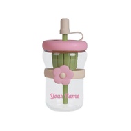 FAMSY Flower Cup Dengan Personalisasi Nama Botol Minuman Cantik Untuk Gift Water Bottles Pink Saiz 1