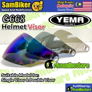 Yema G668 Helmet Visor Single & Double Visor Compatible Day Night Siang Malam