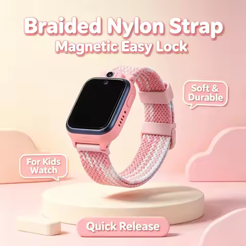 Braided Nylon Magnetic Watch Strap 15mm/17mm Kids Smart Watch Breathable Elastic Wristband Fit for X