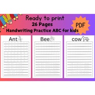 PDF | Learning Handwriting Practice ABC for Kids | latihan belajar menulis abc | prasekolah. printab