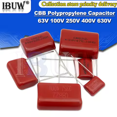 10PCS 63V 100V 250V 400V 630V CBB Polypropylene film capacitor 100PF 220PF 470PF 10NF 1UF 22NF 100NF