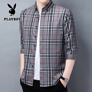 Playboy Original Shirt Casual Men S Shirts Fall Long Sleeve Grid Shirts Striped Shirts