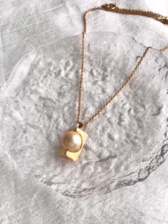 【VintageShop solo 日本直送中古包專賣店】CELINE 賽琳 項鍊 金色 標誌 珍珠 復古 精品