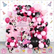 84pcs/set Disney Minnie Mickey Mouse Theme Candy Pink Rose Red Polka Dots Balloon with 32inch Pink N