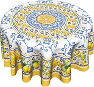 Giwawa Happy Birthday Round Tablecloth Colorful Birthday Cake Circle Table Cloth 60 Inch Black Decor