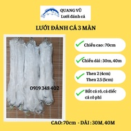 Lưới bắt cá sông 3 màn thả bắt đánh bắt cá rô cá diếc cá rô phi cao 70cm DÀI 30M 40M then 2 (4cm) th
