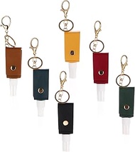 LELE LIFE 6Pcs Leather Travel Bottles Keychain Holder, Leakproof Bottle Holder Keychain, Empty Refil