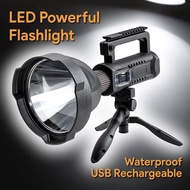 LED Powerful Flashlight Portable XHP50 XHP90 Torch USB Rechargeable Searchlight Waterproof Spotlight