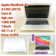 Apple MacBook Air A1466 (2014) Core i5 4gb ram 128G SSD 13inch OS 11.6.1 Price: 8,999