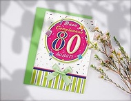 BIODEGRADABLE BIRTHDAY CARD (80th Birthday - Bow)