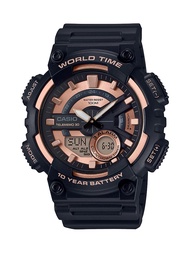 Men's AEQ-110W-1A3V Telememo Analog-Digital Display Quartz Black Watch