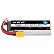 HRB 4S 5000mAh Lipo Battery XT90 50C 14.8V RC Lipo Battery Compatible with RC Car Truck Helicopter A