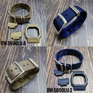 DW-5600LU CASIO REPLACEMENT BEZEL AND CLOTH STRAP. BROWN AND BLUE . FREE TOOLS