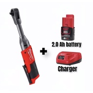 Milwaukee M12 FUELTMM 3/8" Extended Reach Impact Ratchet (M12FIR38LR) with 2.0ah Battery dan Charger