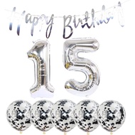 15th Birthday Decoration Happy Birthday Banner Balloons 15 Years Old Birthday Party Supplies Helium 