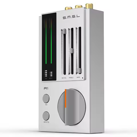SMSL R1 Gaming DAC & Headphone Amplifier Small Size Great Power with Built-in Microphone Jack