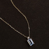 Yes✨S925 silver necklace 18k gold-plated necklace sugar cube aquamarine zircon necklace bestie neckl