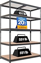 HOMEDANT Z-beam 5 Tier Laminated Heavy Duty Garage Storage Adjustable Wide Size Metal Shelving Unit 