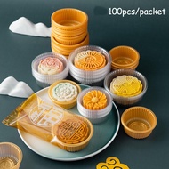 2022 New 100pcs Transparent Round Moon Cake Tray Cake Snowflake Crisp Baking Box Egg Yolk Crisp Candy Inner Box Packaging