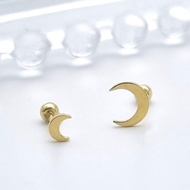 [Mandy] 14K Moon Tragus Lobe Helix Piercing Earring, 585 Gold, Petite Jewelry for Gift