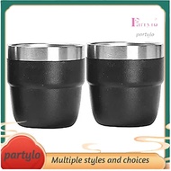 【Fast delivery】2pcs 4 Oz Stackable Espresso/Coffee Cup, Stainless Steel, Household Portable Mug Car 