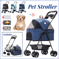 Foldable Pet Stroller Detachable Dog Cat Stroller Travel Stroller With Storage Basket