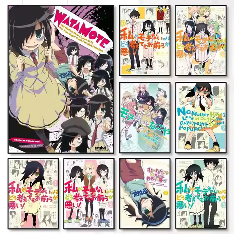 Anime W-Watamote Kuroki Tomoko Poster Sticker Print Waterproof Wall Art For Living Room Bedroom Home