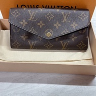 Louis Vuitton LV Sarah Monogram 帆布配棕色長夾/錢包/皮夾