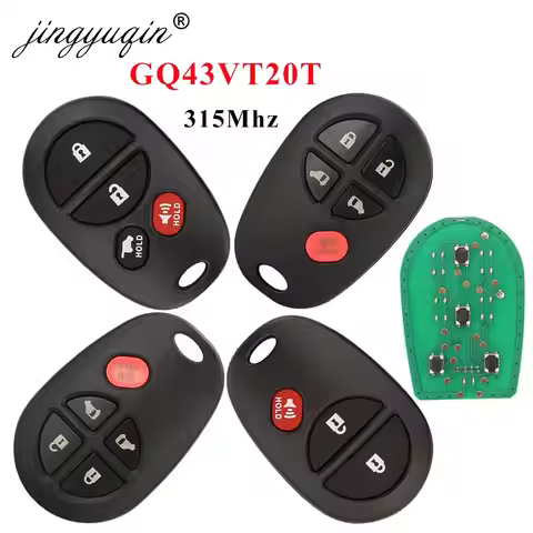 jingyuqin GQ43VT20T 3/4/5/6 BTN 315MHz Remote Car Key Fob for Toyota Sienna Solara Avalon Camry High