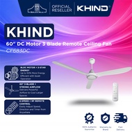 Khind 60" DC Motor 3 Blade Remote Ceiling Fan CF683DC (Matte White) | ceiling fan remote cooling | k