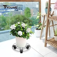 [In Stock] Plant Stand with Plant Saucer Rolling Plant Stand Plant Tray Roller with 4 Casters Iron Pallet Trolley for Office Shop