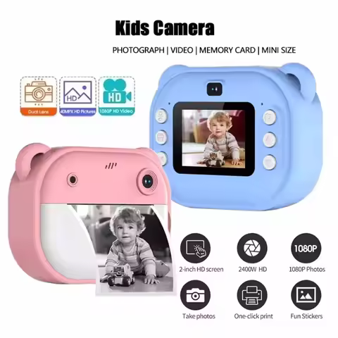 Children Kids Camera Instant Print Mini Digital Video Camera for Kids 1080P Screen Print Thermal Pap