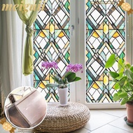 MEIGUII Stained Glass Film,  Design Static Cling Lattice Window Film,  Non-Adhesive Rainbow Pattern 