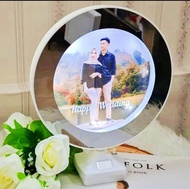 Cermin LED 3D Aesthetic Kaca Cermin Ajaib Lampu Cermin Mirror Meja Custom Foto Frame Kado Ulang Tahu