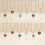FICCINO 18k Gold Plated Titanium Steel Barbie Diamond Heart Necklace Birthstone Pendant Zircon Handm