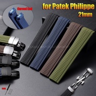 21mm Curved End Rubber Silicone Watch Strap for Patek Philippe 5164A 5167A 5168A Grenade Aquanaut Se