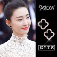 Four-leaf Clover Earrings Female Sterling Silver Needle High-End Feel 2024 Trendy Classy Celebrity