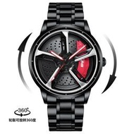 【現貨】 奧迪rs7 刀鋒輪轂 手錶 抖音款輪轂腕錶鏤空立體改裝卡鉗防水手錶男ZB01