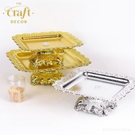 The Craft Decor Metallic Tray With Stand | Dulang Hantaran Perkahwinan | Fruit Dessert Tray | Weddin