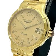 Pre-owned LONGINES Conquest GP Quartz Watch with Gold Dial and Gold Strap for Women